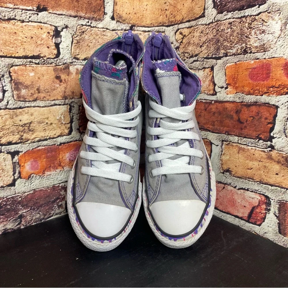 Converse ctas hi grey purple zipper splatter drip - Picture 6 of 7